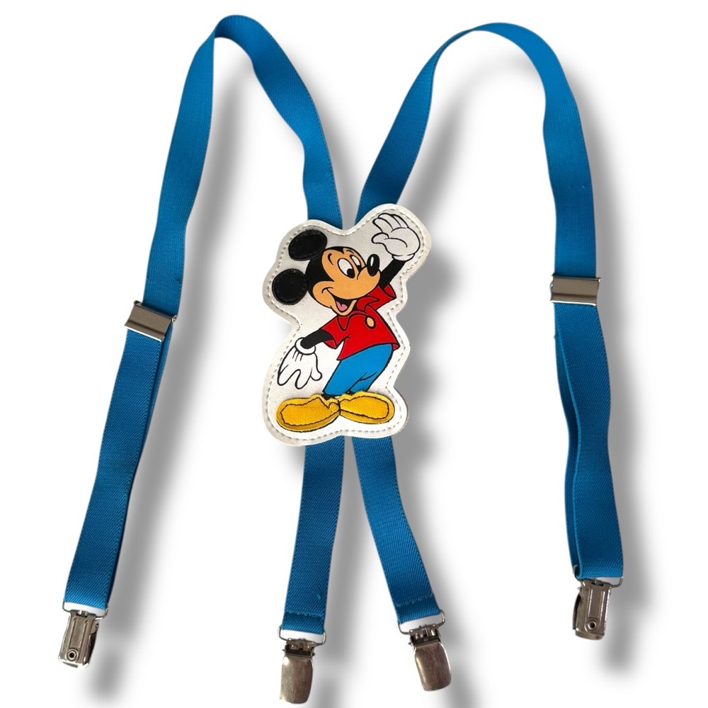 Vintage 1980s Blue Walt Disney Mickey Mouse Adjustable Child Suspenders